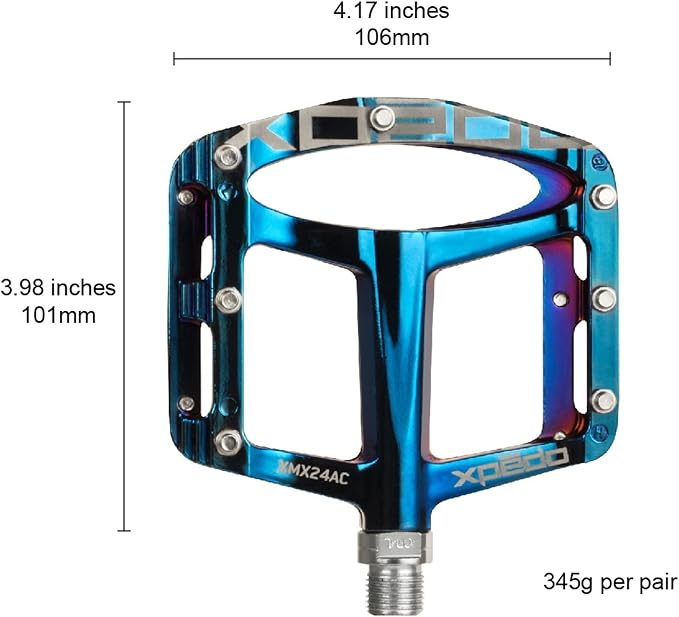 Xpedo Spry Flat Bicycling Pedals | Magnesium Body, 11mm Low-Profile, 106x100mm Platform, 28 Steel Replaceable Pins | MTB Trail/Enduro