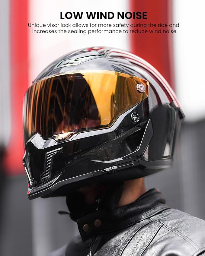 ILM Motorcycle Helmets for Adult Men Women Full Face DOT ECE Powersports Dual Visor Street Racing Helmet with Pinlock Cascos para Motos Model MF509 (Gloss Blacks, M)