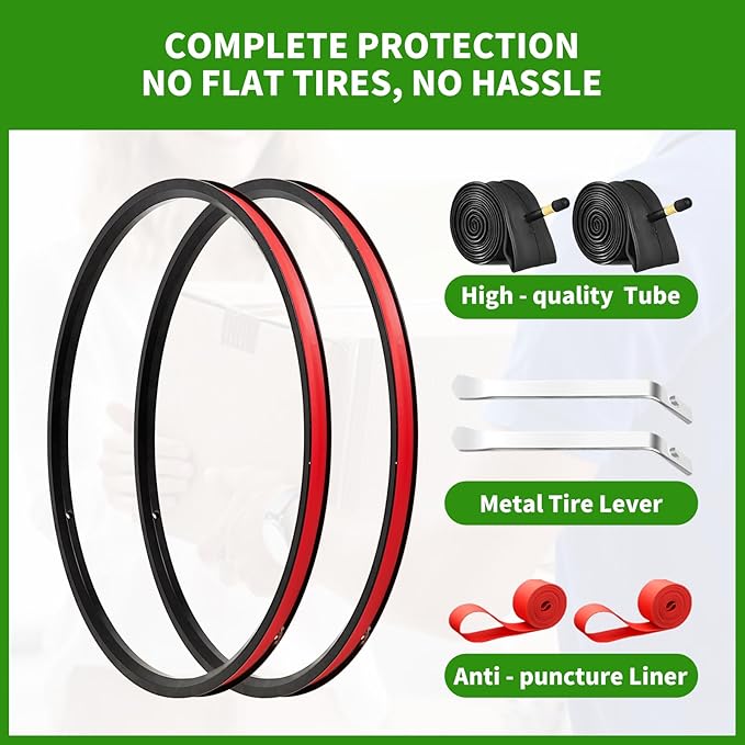 2 Pack 700x35c Road/Gravel/City Bicycle Tire Set - Black Tread | Includes 2 Tires, 2 Inner Tubes, 2 Rim Tapes & 2 Tire Levers | Complete Replacement Kit