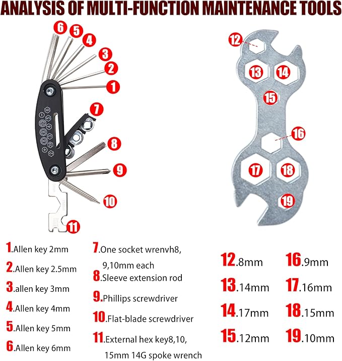 Complete V Bike Brake Set, Front and Rear Bike MTB Brake,Inner and Outer Callipers Cables Lever Kit with Calipers Levers Cables Multi-Tool Wrenches (Silver)