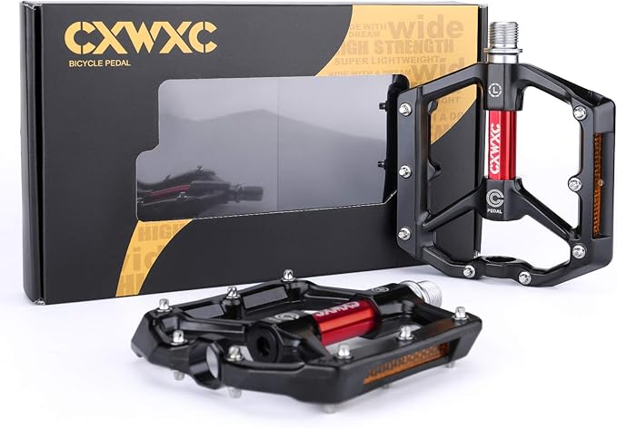 CXWXC Road/MTB Bike Pedals - Aluminum Alloy Bicycle Pedals - Mountain Bike Pedal with Removable Anti-Skid Nails