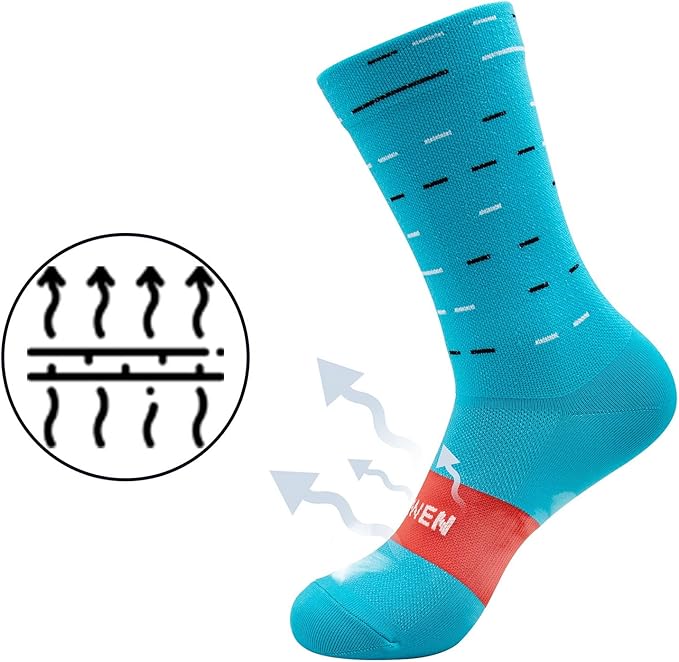 Cycling Socks Compression Athletic Crew Running Socks Mens Womens Hiking Riding Bike Workout Climbing Sports 5 Pairs