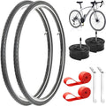 2 Pack 700x35c Road/Gravel/City Bicycle Tire Set - Black Tread | Includes 2 Tires, 2 Inner Tubes, 2 Rim Tapes & 2 Tire Levers | Complete Replacement Kit
