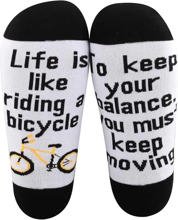 MBMSO 2 Pairs Life Is Like Riding a Bicycle Socks Bicycle Gifts for Biker Novelty Socks Cycling Lover Gift Cyclist Bike Socks