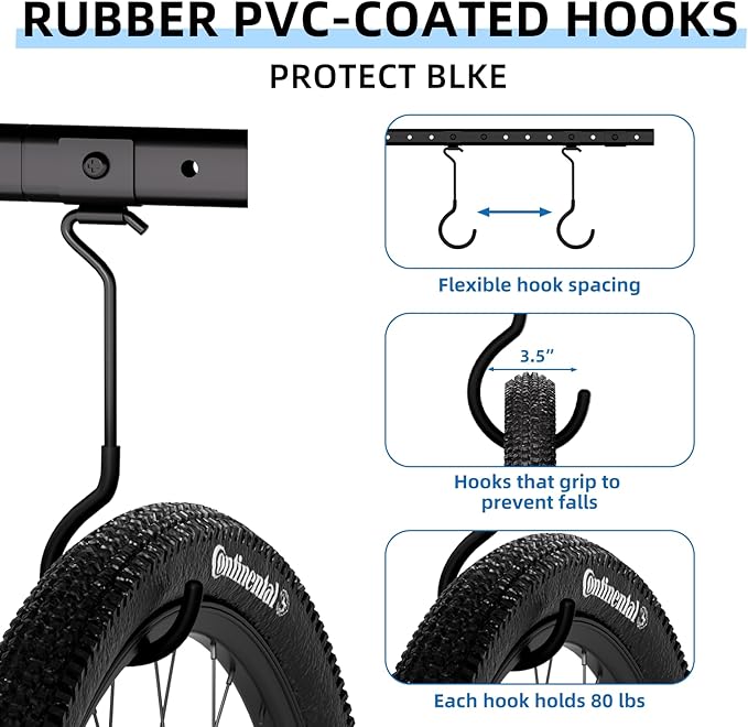 Urban Deco Ceiling Mounted Bike Rack for Garage, Indoor Metal Bike Hanger with 8 Adjustable Ceiling Hooks Hold 4-8 Bikes, Space-Saving Garage Bike Storage for Storing Bike (2-Piece Set)