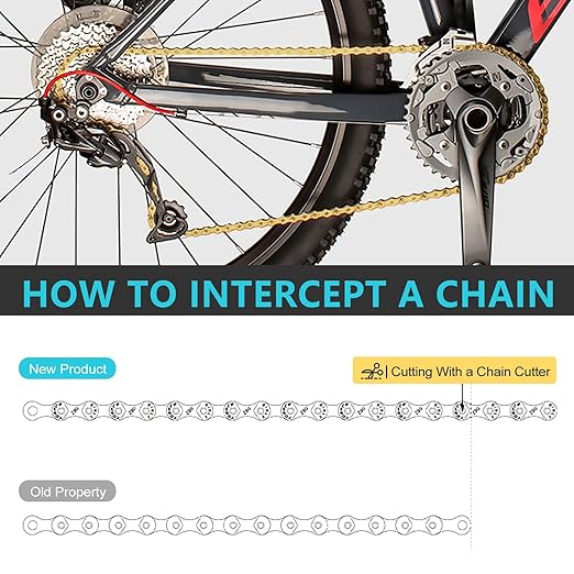 Gold Bike Chain 12 Speed Bike Chain,1/2 x 11/128 Inch,116 Links, Alloy Steel,Triple Strand,Suitable for Mountain Bike Road Bike
