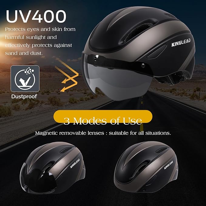 Bike Helmet for Adults Bicycle Helmet with Detachable Magnetic Googles & Adjustable Dial for Mountain Bikes, Road Bikes, Electric Bikes, Scooter