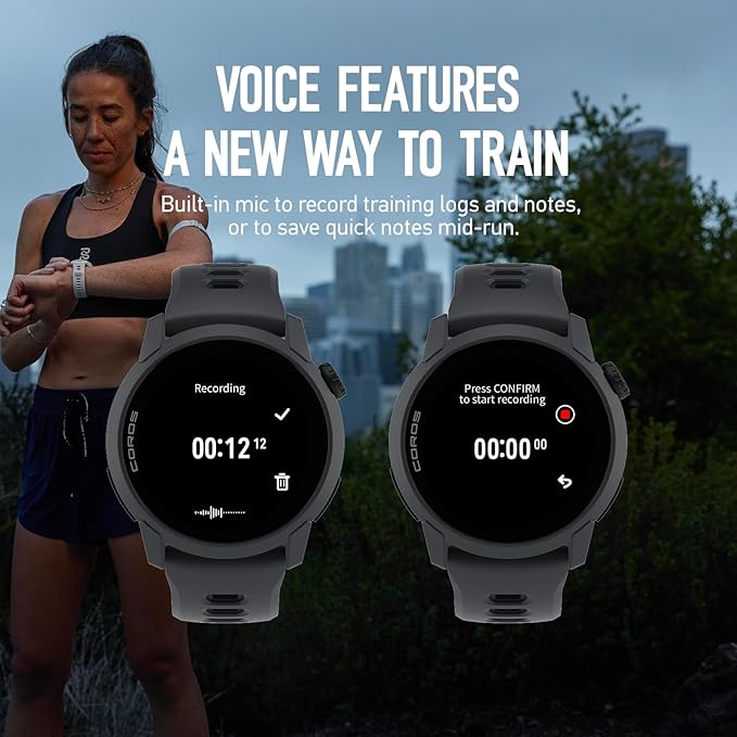 COROS PACE 4 Ultralight Sport GPS Watch, 1.2" AMOLED Touchscreen,19 Days of Daily use, Voice Features, Advanced Training Tools, Accurate GPS, Heart Rate Monitor, Navigation, Run, Bike - Black Nylon