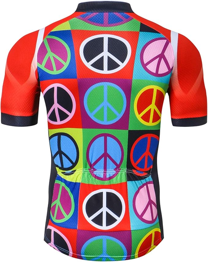 Cycling Jersey Men USA Summer Bike Short Sleeve 3-Pockets Breathable Quick-Dry Shirt S-3XL