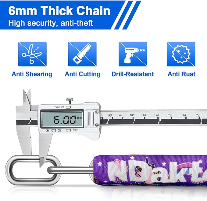 NDakter Bike Lock, 5 Digit Combination Heavy Duty Anti Theft Bicycle Chain Lock, 2.62/3.2/4.27/5/6Ft Long, High Security Resettable, Suitable for Bike, Scooter, Door, Gate, Fence-4/6mm Thick