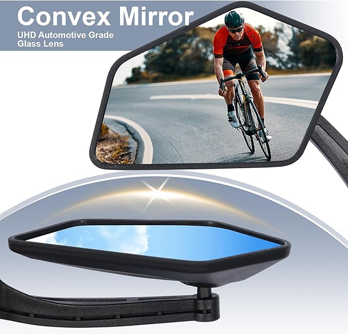 2 Pack Bike Mirror for Handlebars, HD Adjustable Bicycle Rear View Mirror, Universal Bike Mirrors for Road Mountain E-Bikes (Black-A)