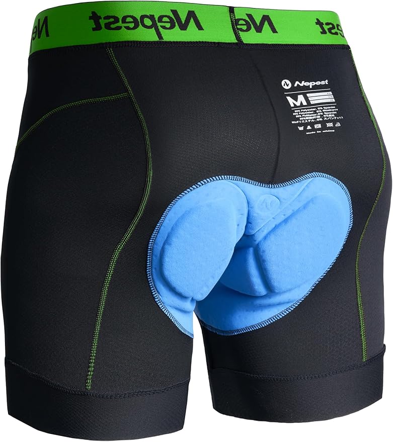 Nepest Mens Cycling Underwear 4D Padded Bike Shorts MTB Liner Mountain Bicycle Tights for Riding