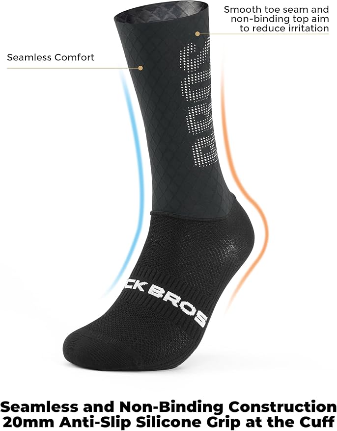 ROCKBROS Cycling Socks with Breathable Mesh, Moisture-Wicking & Odor-Resistant for Men & Women, Anti-Slip Silicone Grip