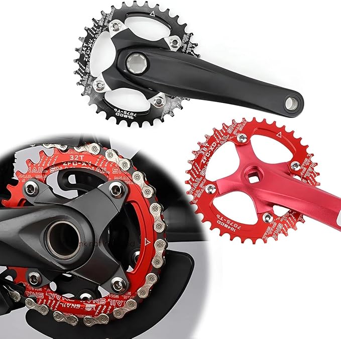 FOMTOR 104 BCD Chainring (30-52T) 7-12 Speed Compatible CNC 7075 Aluminum Narrow Wide Tooth Round Oval Chainrings for MTB/Road Bike Ebike Chainwheel Black/Red