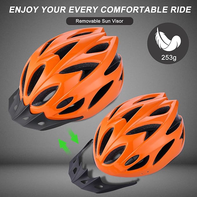 Zacro Adult Bike Helmet Lightweight for Men Women Comfort with Pads&Visor, Certified Bicycle Helmet for Adults Youth Mountain Road Biker