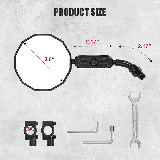 Bike Mirrors, 2 Pack Bicycle Mirrors for Handlebars,Aluminum Alloy Housing,HD Convex Glass Mirror,360° Adjustable, Shock-Resistant Bicycle Mirrors for MTB, E-Bike, Bicycle,Scooter & Motorcycle