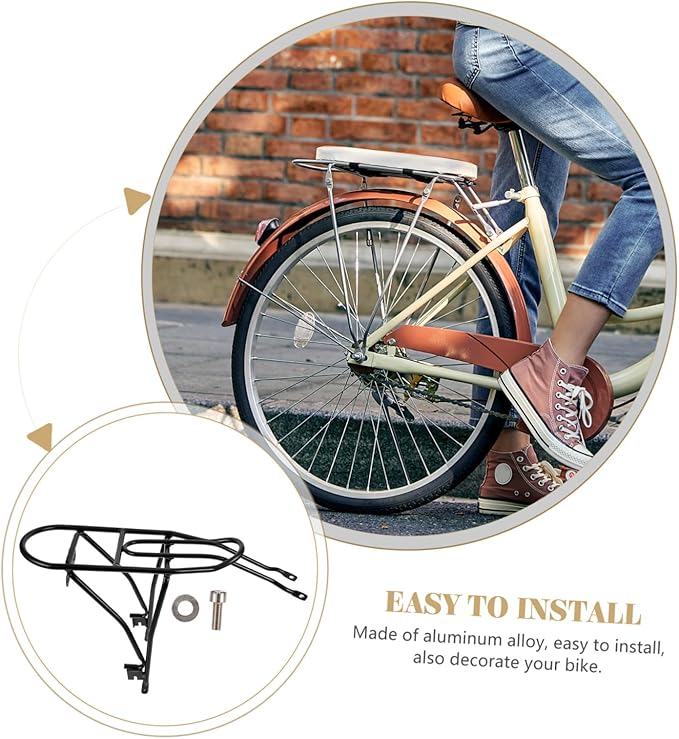Aluminum Rear Bike Rack for 20-Inch Folding Bicycle Adjustable Cargo Carrier Reflective Strips Suitable for Mountain Bikes and Commuters