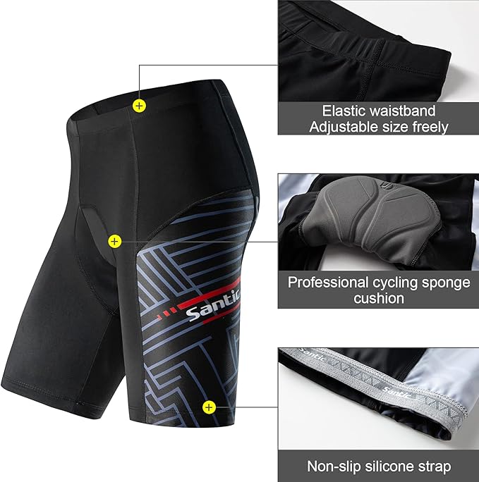 Santic Men's Cycling Shorts Padded Bicycle Riding Pants Bike Biking Clothes Cycle Wear Tights
