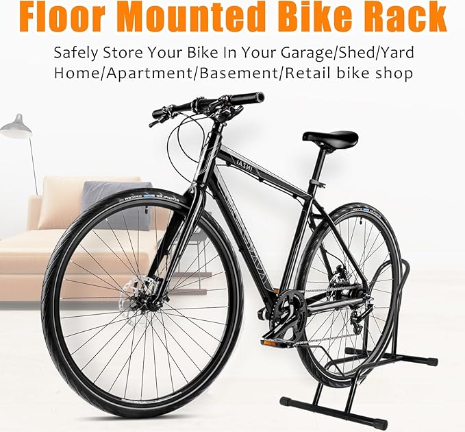 Bike Stand Floor Bike Rack for Storage Indoor/Outdoor, Front and Rear Wheel Parking Rack Stand Perfect for 16"-29" Bicycles