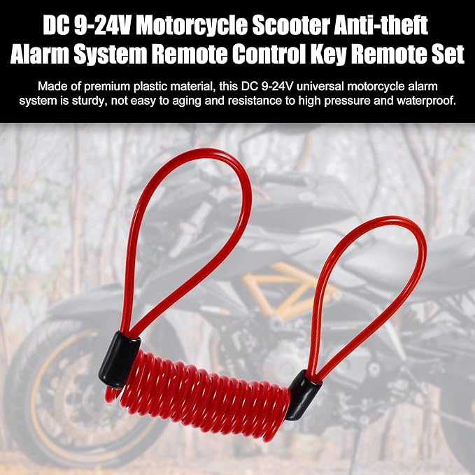 X AUTOHAUX Disk Brake Lock Motorcycle Alarm Disc Lock Security Reminder Cable Tool for Scooter Motorcycle Bike Brake Disc Red