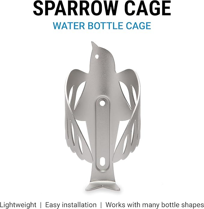 Portland Design Works Water Bottle Cage - Lightweight Water Bottle Holder for Bikes, Sparrow Cage, Silver