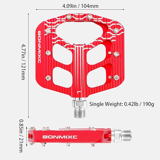 Bike Pedals 9/16 Mountain Bike Pedals Non-Slip Aluminum Alloy Large Platform Sealed Bearing Flat Road Bicycle Pedals