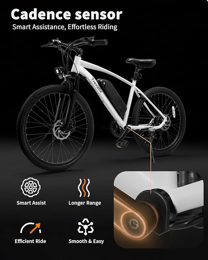 Electric Bike for Adults, 50/74 Miles 20 MPH Mountain EBike, Cadence/Torque Sensor with 500W Peak E Bike, 10.4/15.6Ah Removable Battery, 26“ Puncture-resistant Tires bike with Shimano 6-Speed