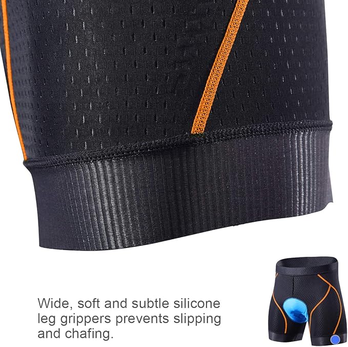 Souke Sports Men's Cycling Underwear Shorts 4D Padded Bike Bicycle MTB Liner Shorts with Anti-Slip Leg Grips