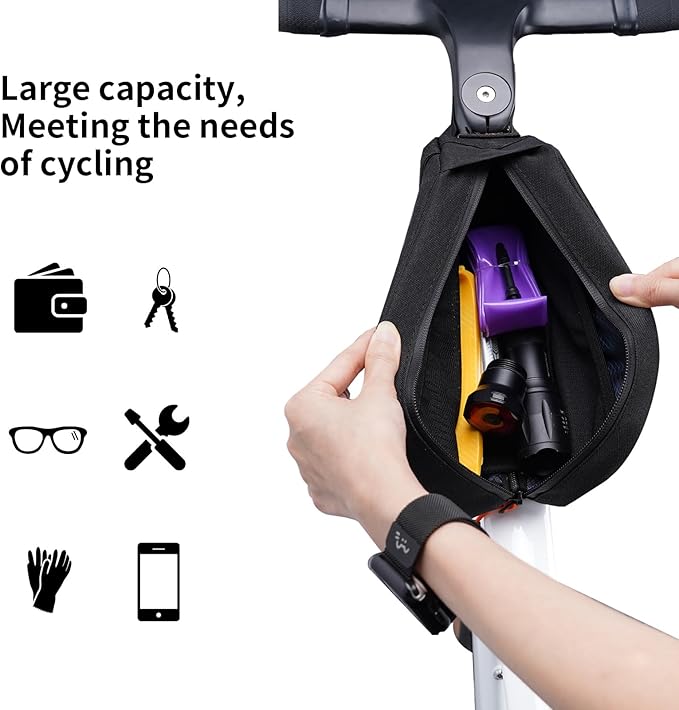 Bike Top Tube Bag - Waterproof Bicycle Bag, 1.5L Bike Frame Bag Cycling Accessories Bike Pouch for Mountain Road Bikes
