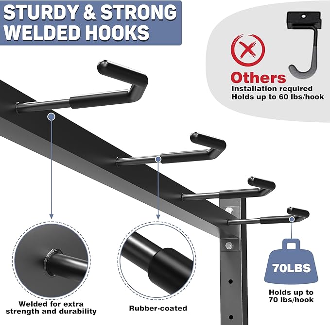 WALMANN Freestanding Bike Stand for Garage, 4 Bikes Vertical Bike Storage Stand Heavy Duty Bike Floor Stand