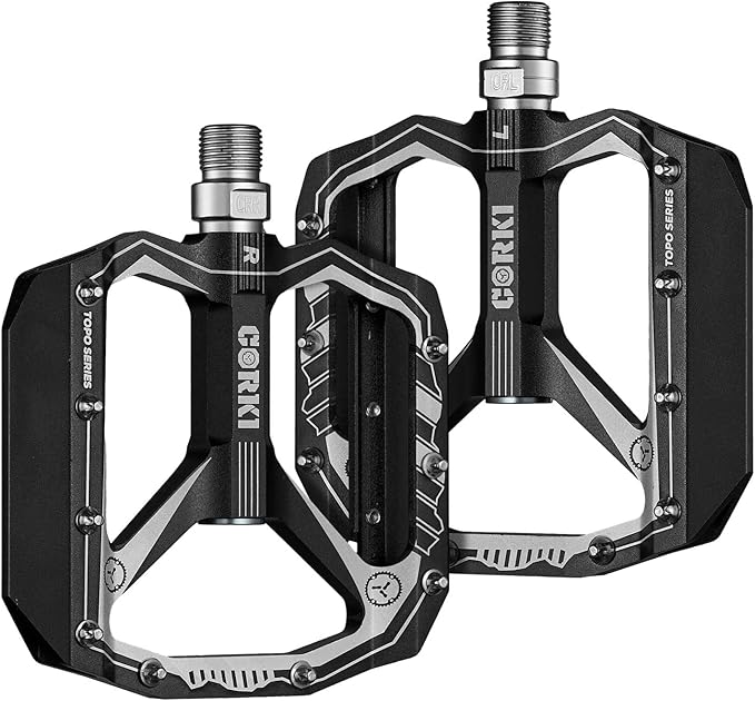 corki Extra Large Mountain Bike Pedals Flat, Aluminum Alloy MTB Pedals, Wide Platform Pedals 9/16"(Black Red Purple Green)