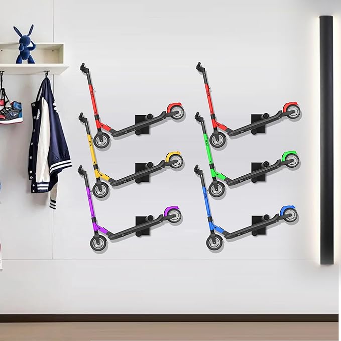 Scooter Wall Mount, Metal Organizer Black Holder for Scooter Vertical Space Saver Scooter Rack, Scooter Stand for Garage, Living Room, Shop