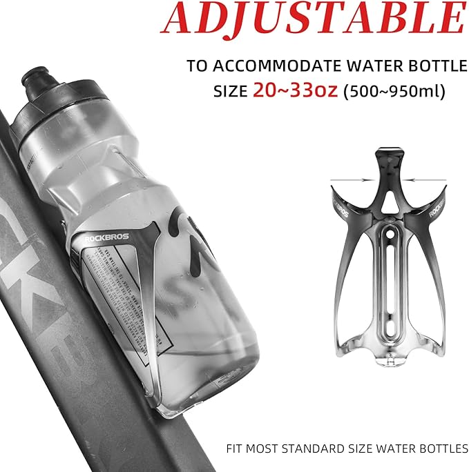 ROCKBROS Durable Aluminum Water Bottle Holder Bike Bottle Holder with Electroplating & Integrated Molding - Lightweight for Bicycle MTB, Road/Mountain Bikes