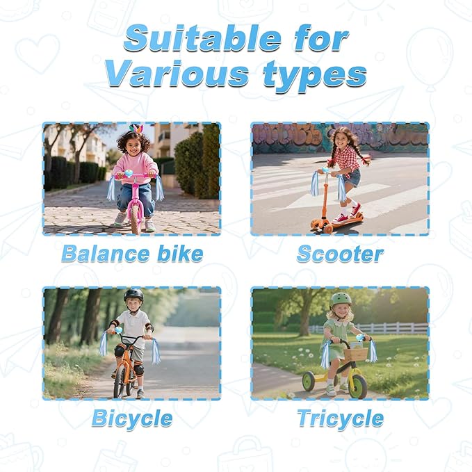 PLATT Bike Bell for Kids, Bike Horn for Boys and Girls Bike with 1 Pair Bike Streamer Tassels