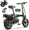 Electric Bike for Adults Teens, Commuter City Folding Electric Bicycle with 560W Motor and 48V Battery, 24MPH 3-Level Pedals Assist, Dual Disc Brakes,14" Compact Foldable Ebike with UL 2849 Certified