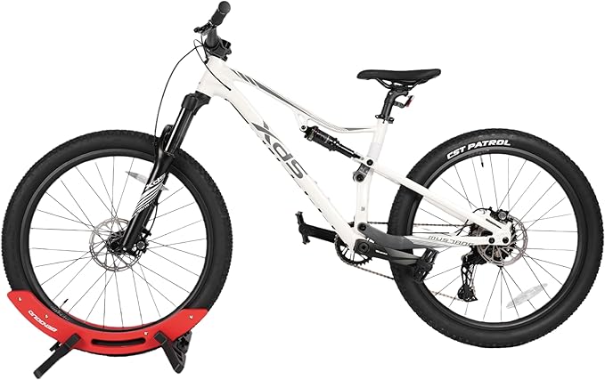 Bike Rack & Floor Stand – Heavy-Duty Adjustable Bicycle Stand for Garage/Home, 20-29" Road/MTB/BMX/Commuter/Kids Bike, 1-Bike Indoor Parking Rack, Red
