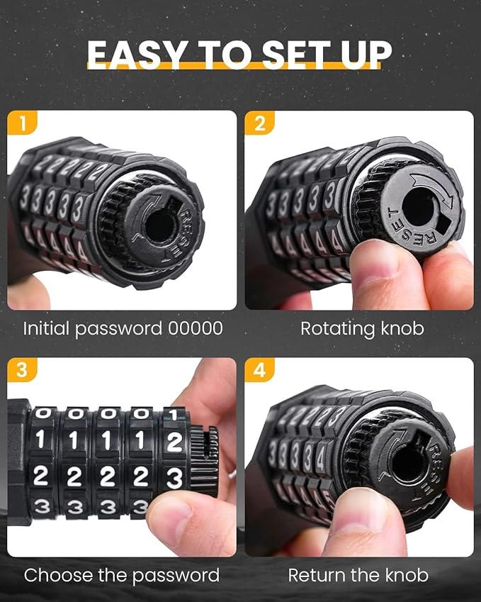 Bike Lock Cable with Combination,High Security 5-Digit Resettable Combination Bicycle Lock Anti-Theft, with Mounting Bracket for Bikes and Scooters