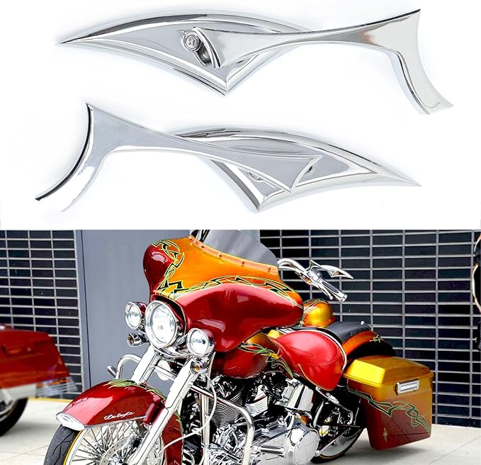 Chrome Motorcycle Blade Rear View Mirrors Compatible with Harley Road King Street Glide Softail Road Glide Electra Dyna Cruiser Bobber Chopper