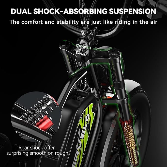 Electric Bike for Adults 1500W Peak 20" Fat Tire All-Terrain E-Bike 80 Miles 30MPH Electric Dirt Bike for Road Sand Mountain Snow - 48V 20/30AH Battery Powered Electric Motorcycle