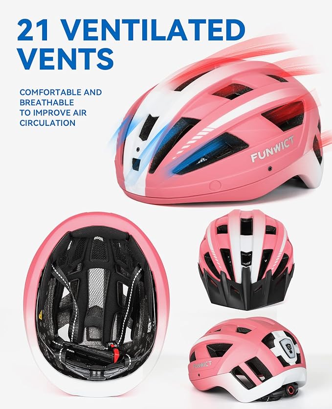 Adult Bike Helmet with Visor and Goggles for Men Women Mountain Road Bicycle Helmet Rechargeable Rear Light Cycling Helmet