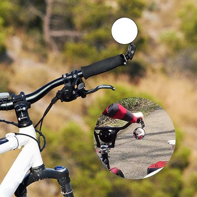 Bar End Bike Mirrors - Wide Angle Rear View, 360Adjustable Lens, Convex Handlebar Mirror for Mountain & Road Bicycle, Moped Cycling (1 Pack)