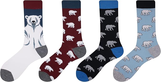 Cansok Men's 2/4 Packs Fun Crazy Novelty Dress Crew Socks
