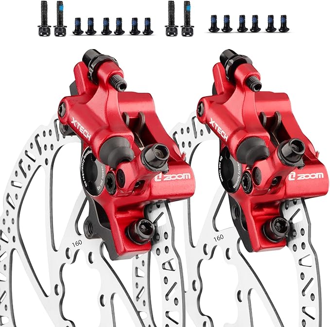 Zoom Hydraulic Disc Brake Calipers: HB-100 MTB Bike Disc Brakes Front & Rear Caliper Set for Mountain, Road Bicycle and E-Bike