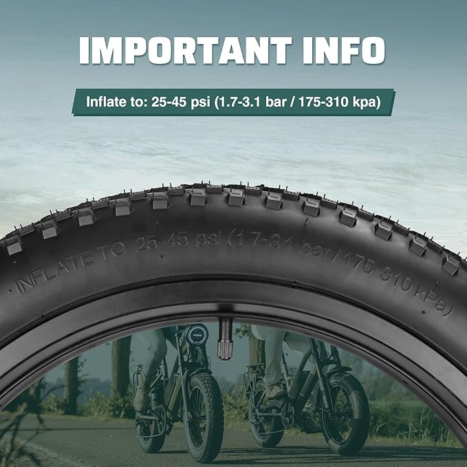 20x3.0(76-406) Electric Bike Tire 20 x 3 Fat eBike Tires 20 x 3 Bike Tires Heavy Duty High-Performance Wear-Resistant E-Bike Mountain Snow 20x3 Bicycle Tires，1/2 Tires 1/2 Tubes/ 2 Levers