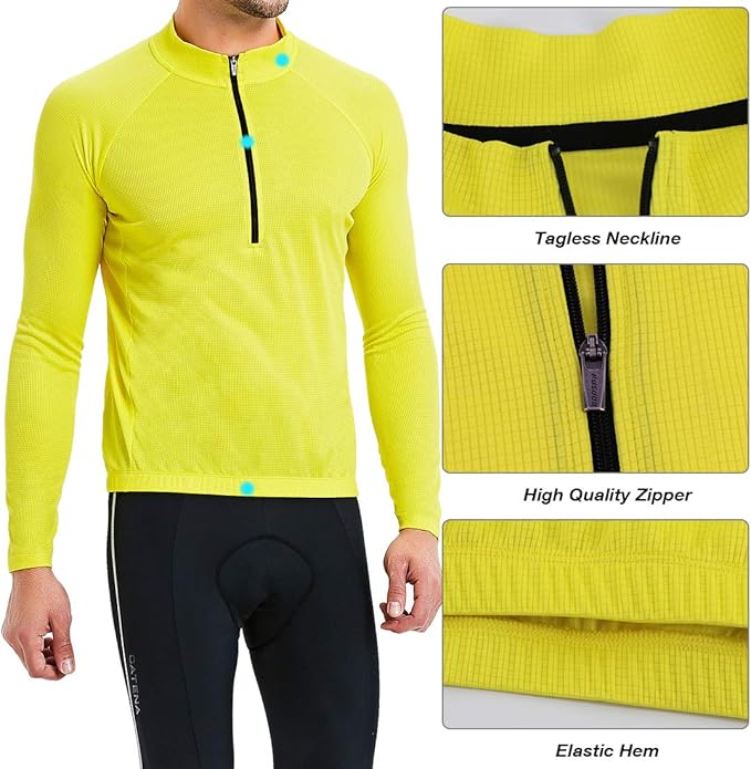 CATENA Men's Cycling Jersey Long Sleeve Shirt Running Top Moisture Wicking Workout Sports T-Shirt