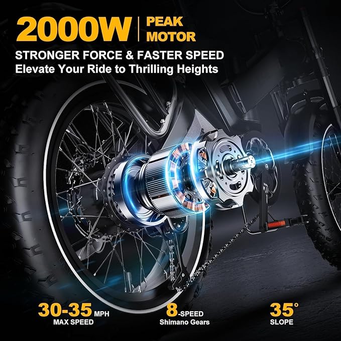 3000W/2000W Peak Dual Motor/Single Motor Foldable Electric Bike for Adults, 52V 30Ah Removable Battery, 35 MPH & 120 Miles, 20"x4.0" Fat Tire Mountain Bicycle, Magnesium Alloy Frame Dirt Ebike