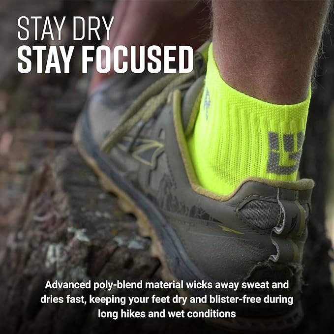 MudGear Quarter Crew Trail Socks, Blister-Resistant, Sweat-Resistant & Quick-Drying, Cushioned Footbed, Made in USA, 2-Pack
