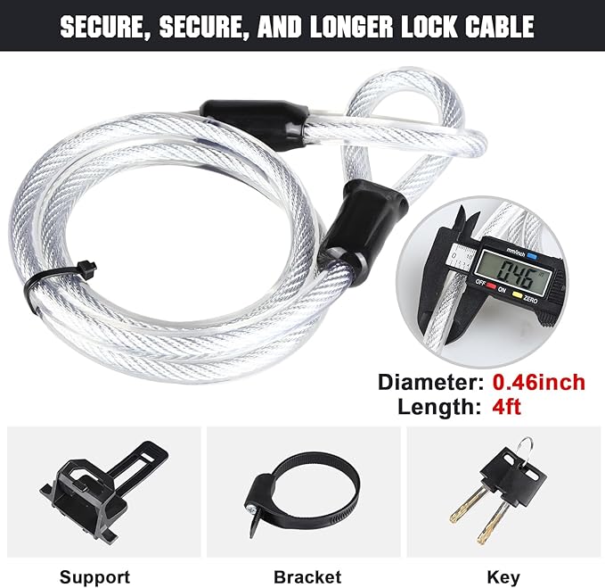 Bike Lock Heavy Duty Anti Theft with 4ft Security Cable Bicycle U Lock with Keys and Sturdy Mounting Bracket for Road, Mountain, and Electric Bikes,Bicycle Lock