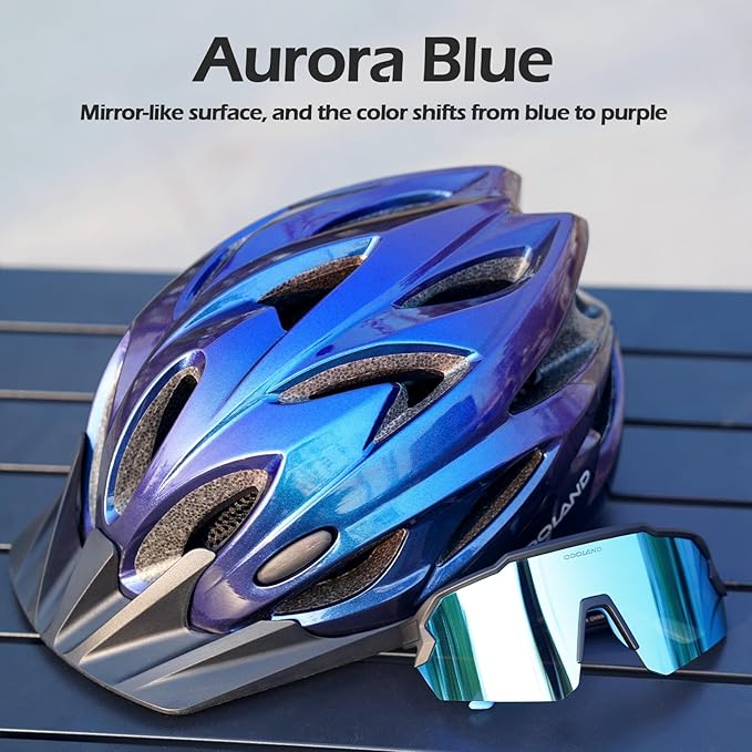 Odoland Adult Bike Helmet and Cycling Sunglasses Set for Men & Women, Safety Certified Bicycle Helmet with UV Protection Glasses for Mountain, Skating, Road, City Commuting & Outdoor Riding