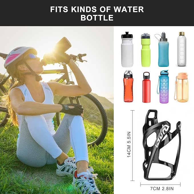 Bike Water Bottle Holder with Screws Lightweight Cycling Bicycle Water Bottle Holder for Road, Mountain Bike (Black)